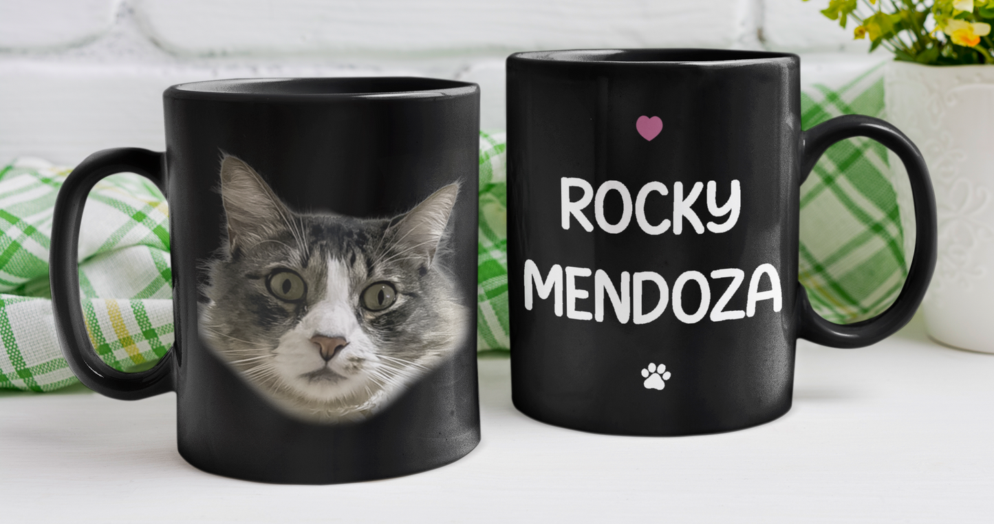Taza Tu Gato en tu Taza Personalizada - Taza Negra de 11 oz - Taza de Gatos