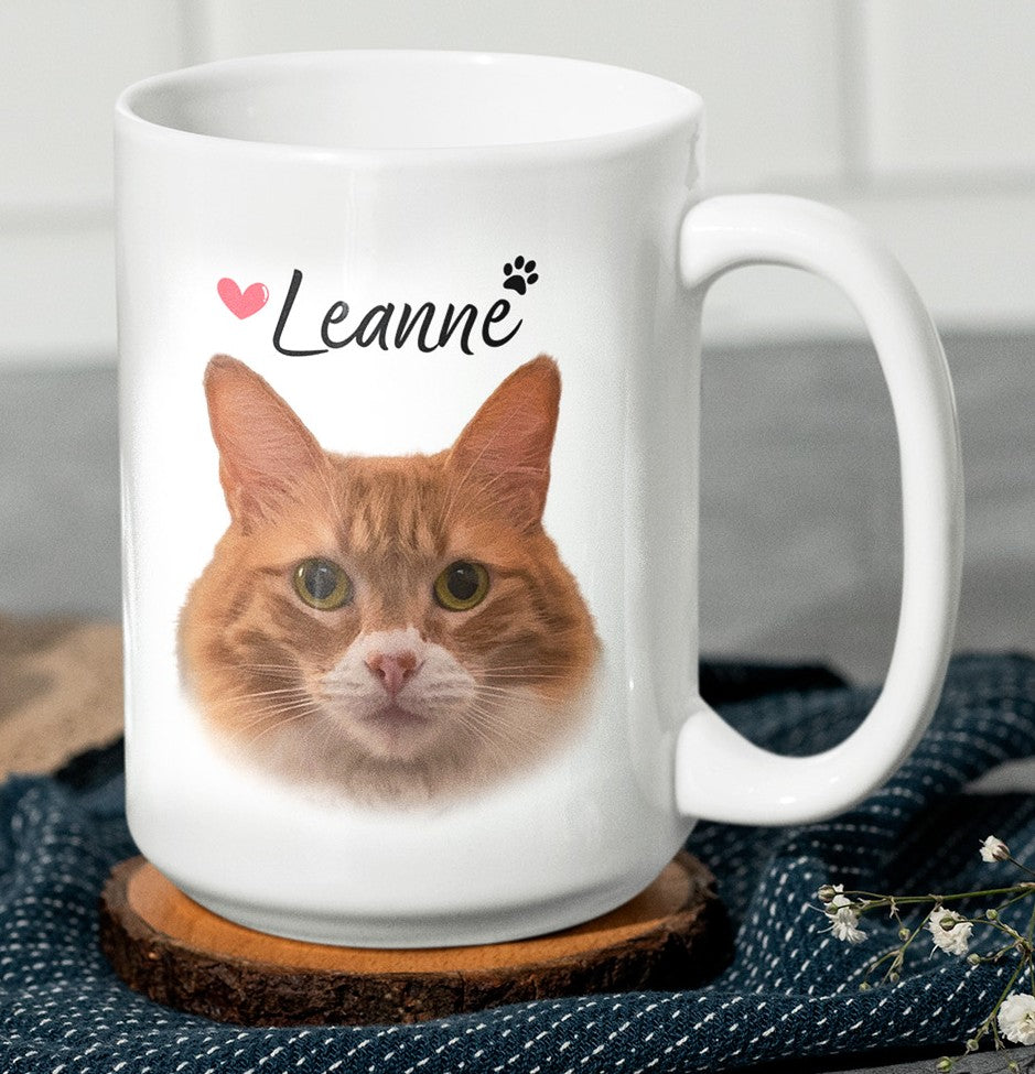 Taza Tu Gato en tu Taza Personalizada con Nombre - Taza Blanca de 15 oz - Taza de Gatos