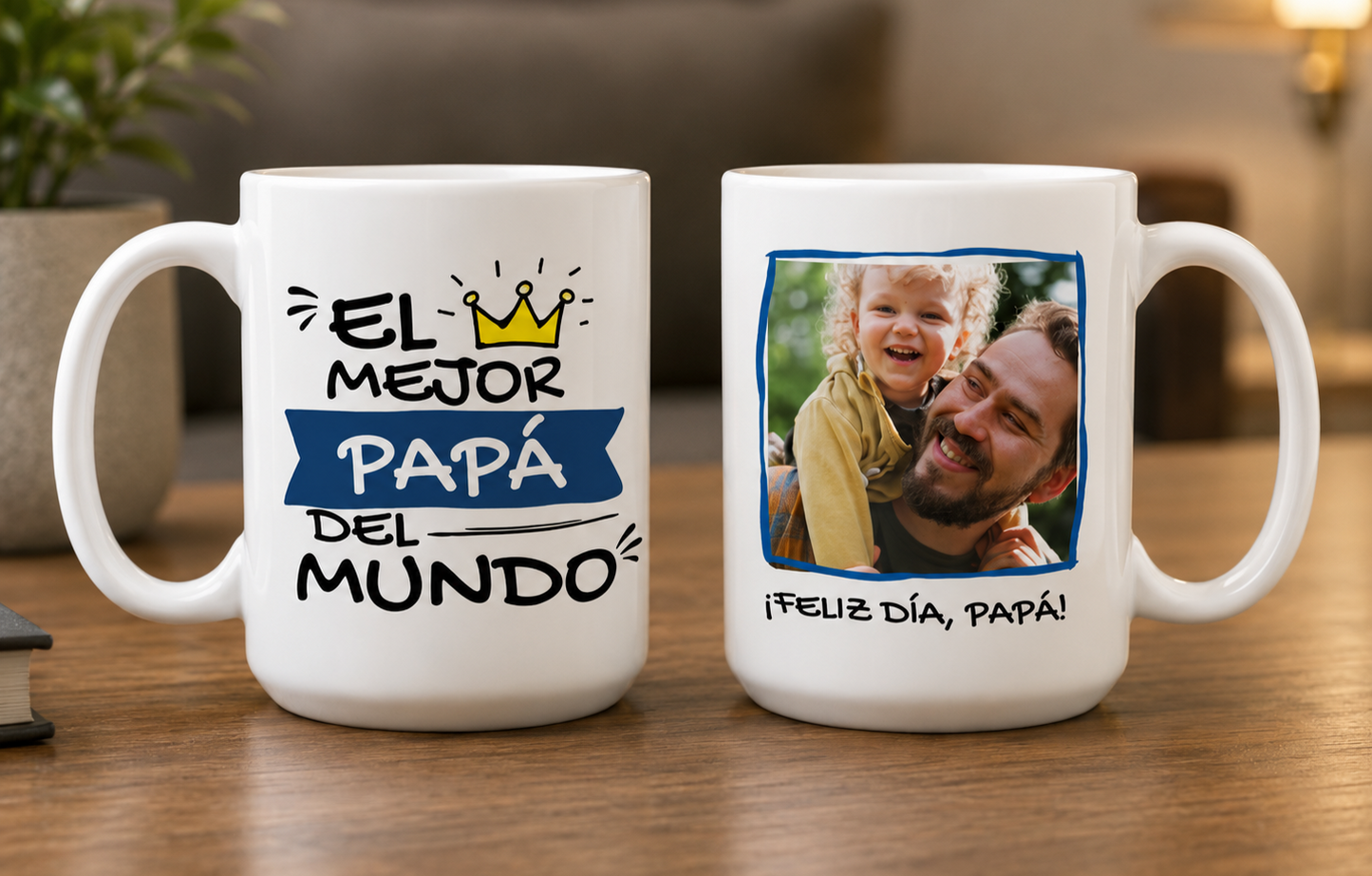 Taza Tu Papá y Tú en tu taza Personalizada - Taza Blanca de 15 oz -Tazas Día del Padre - Tazas para Papá