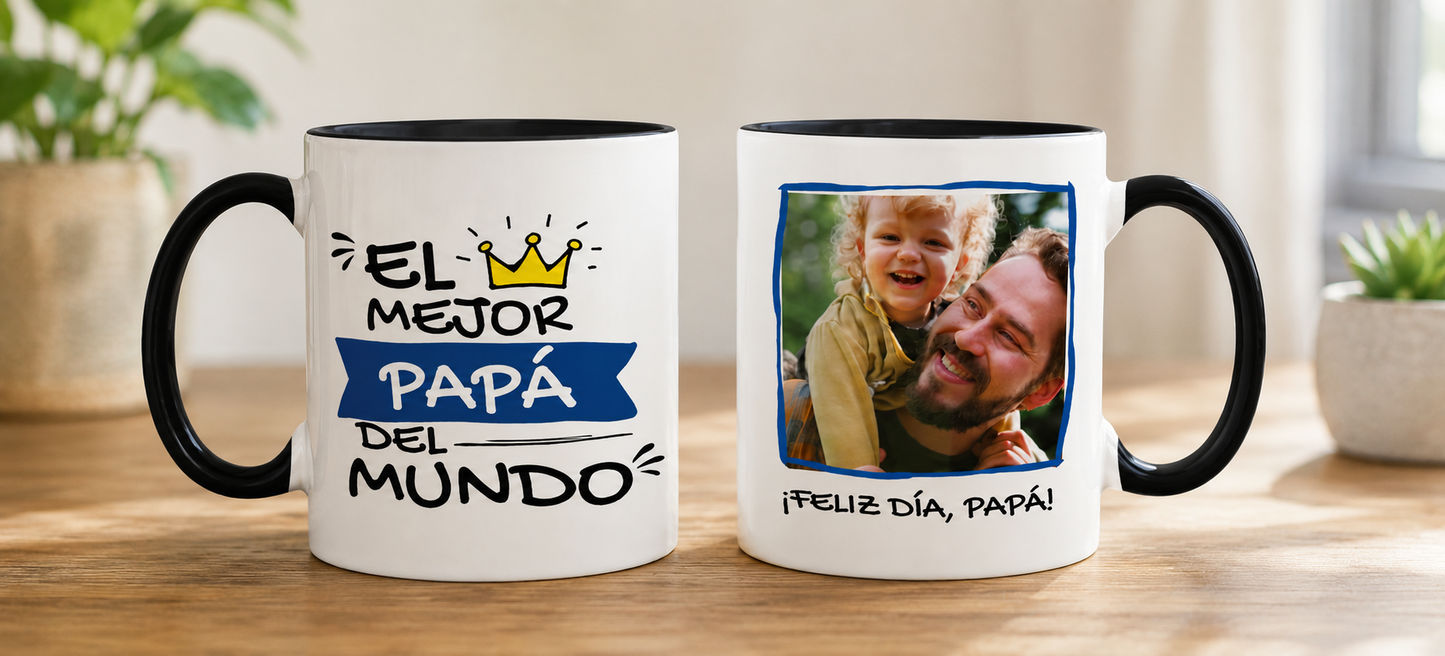 Taza Tu Papá y Tú en tu taza Personalizada - Taza Blancas y Negra de 11 oz -Tazas Día del Padre - Tazas para Papá