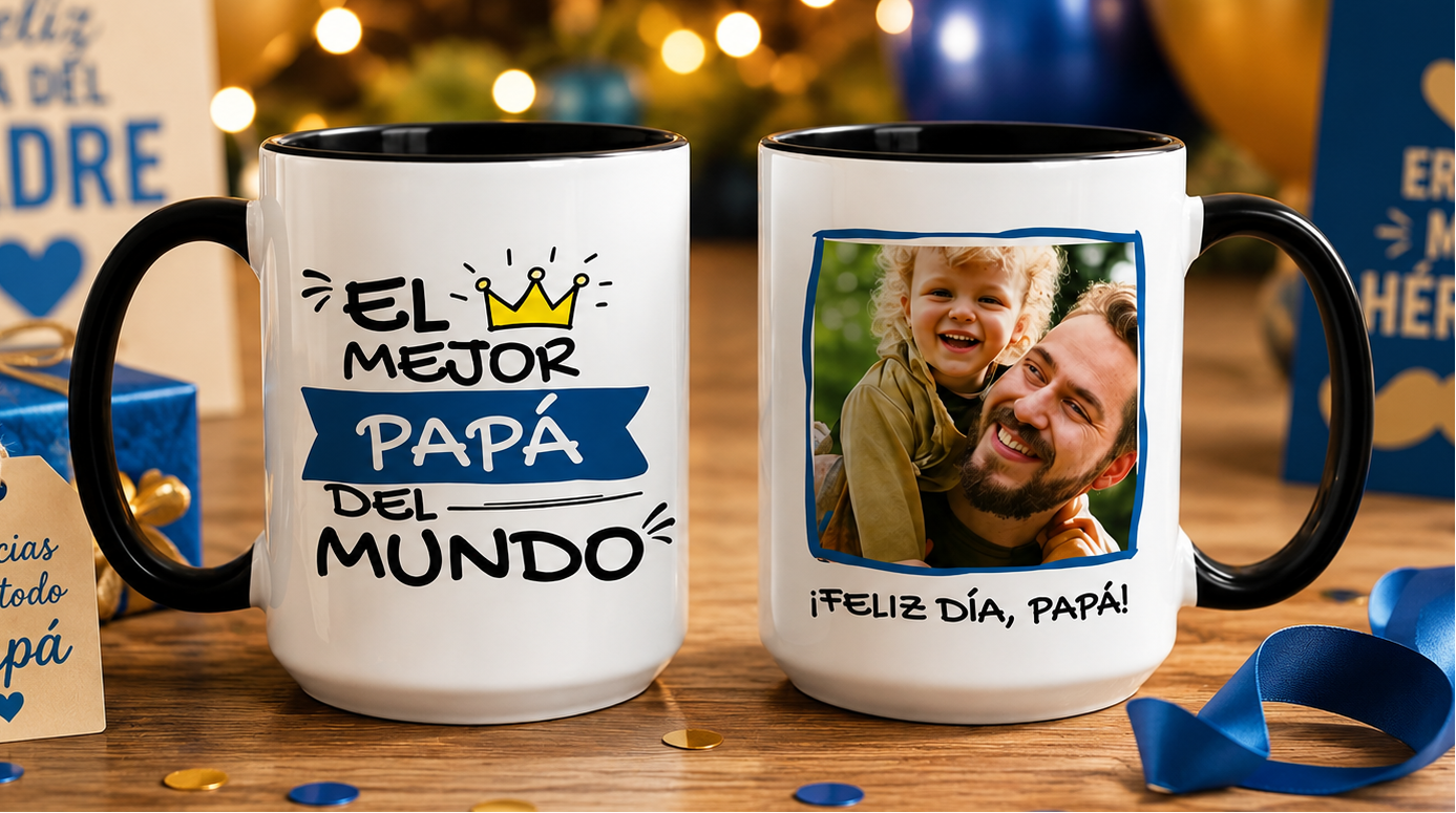 Taza Tu Papá y Tú en tu taza Personalizada - Taza Blancas y Negra de 15 oz -Tazas Día del Padre - Tazas para Papá