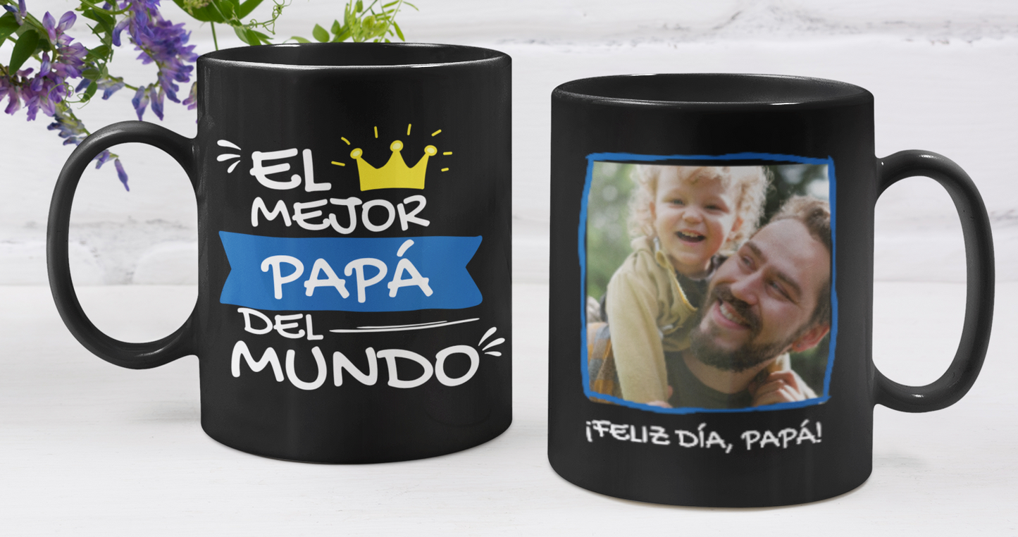 Taza Tu Papá y Tú en tu taza Personalizada - Taza Negra 11 oz -Tazas Día del Padre - Tazas para Papá