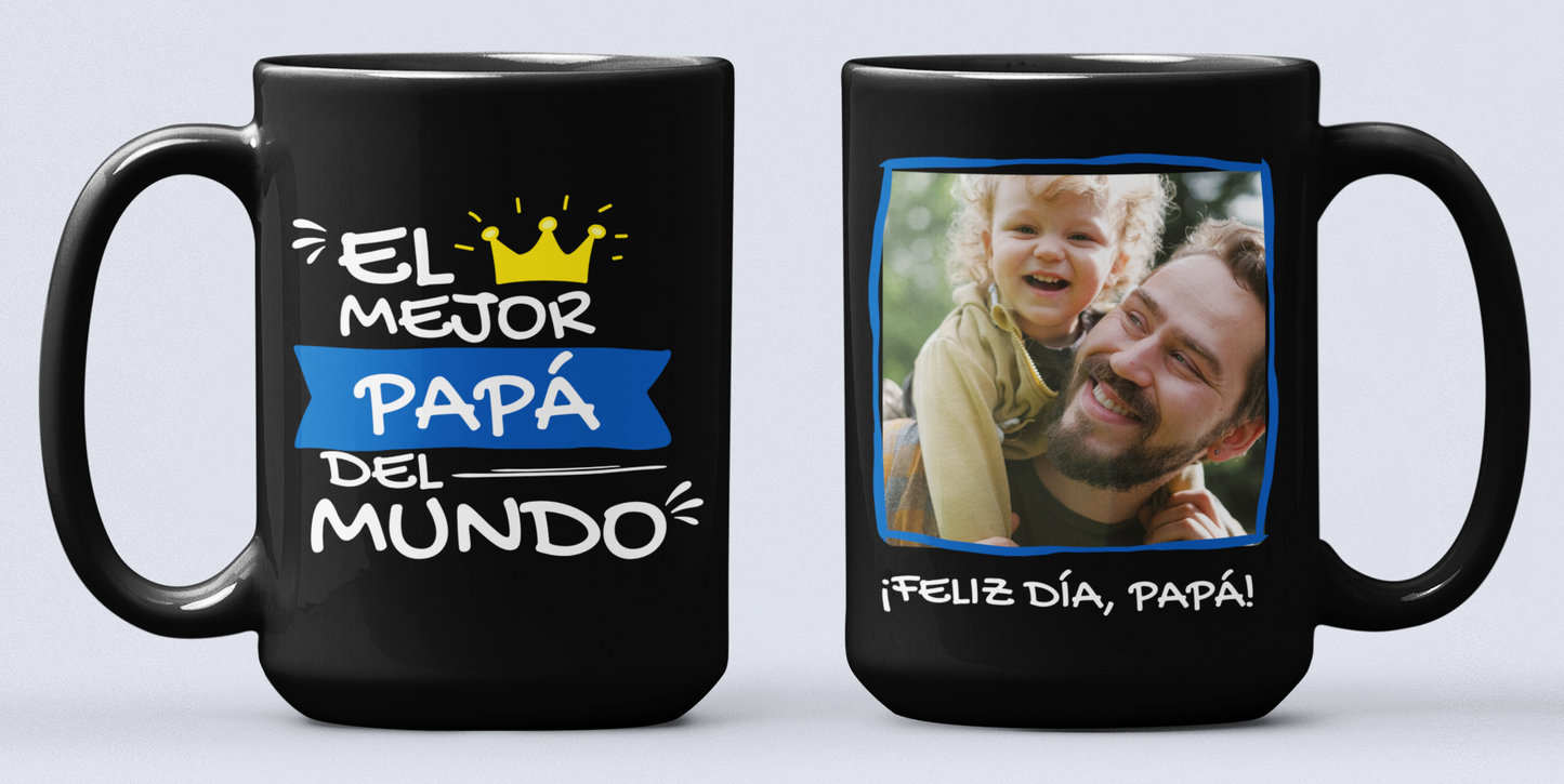 Taza Tu Papá y Tú en tu taza Personalizada - Taza Negra 15 oz -Tazas Día del Padre - Tazas para Papá