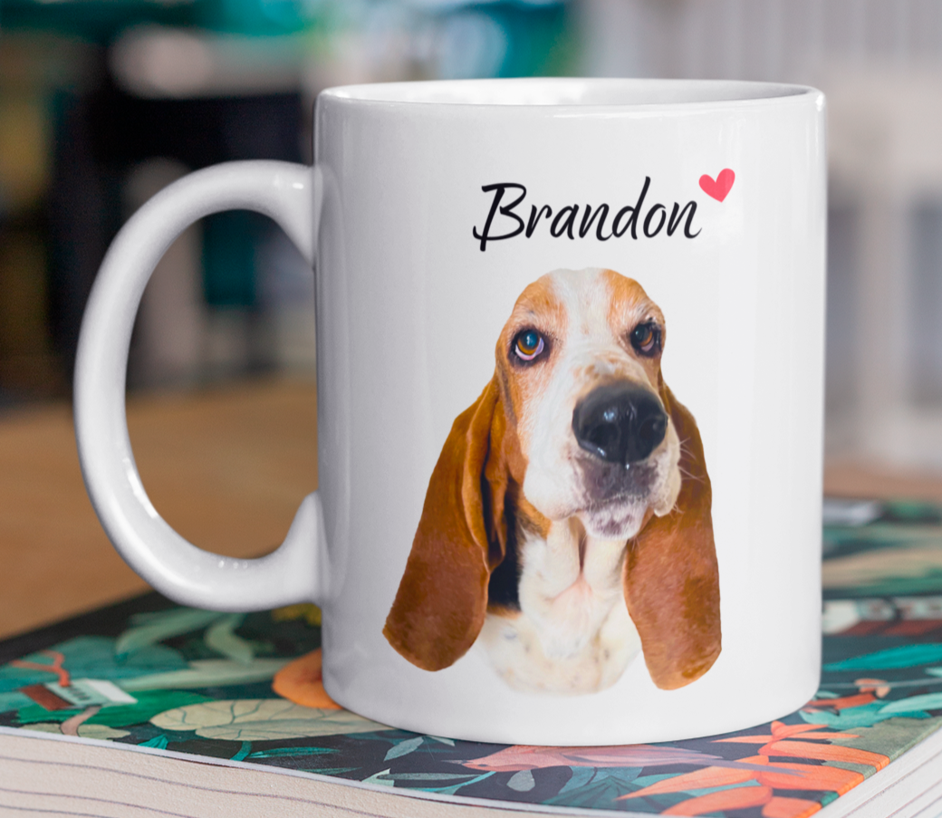 Taza Tu Perrito en tu Taza Personalizada con Foto y Nombre - Tazas de Perros - Taza Blanca de 11 oz 