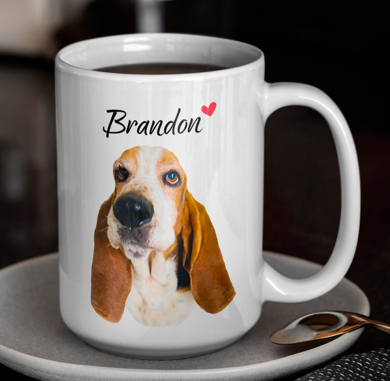 Taza Tu Perrito en tu Taza Personalizada con Foto y Nombre - Tazas de Perros - Taza Blanca de 15 oz 
