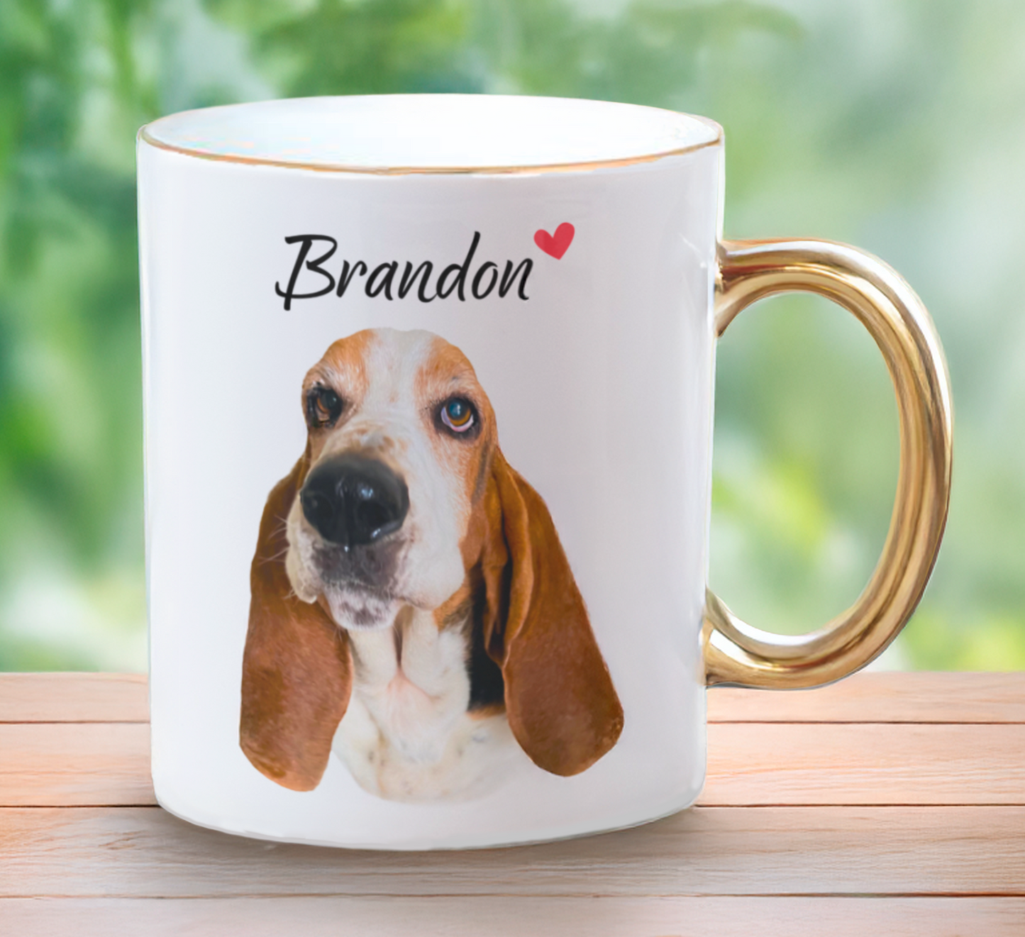 Taza Tu Perrito en tu Taza Personalizada con Foto y Nombre - Tazas de Perros - Taza Blanca y Dorada de 11 oz 