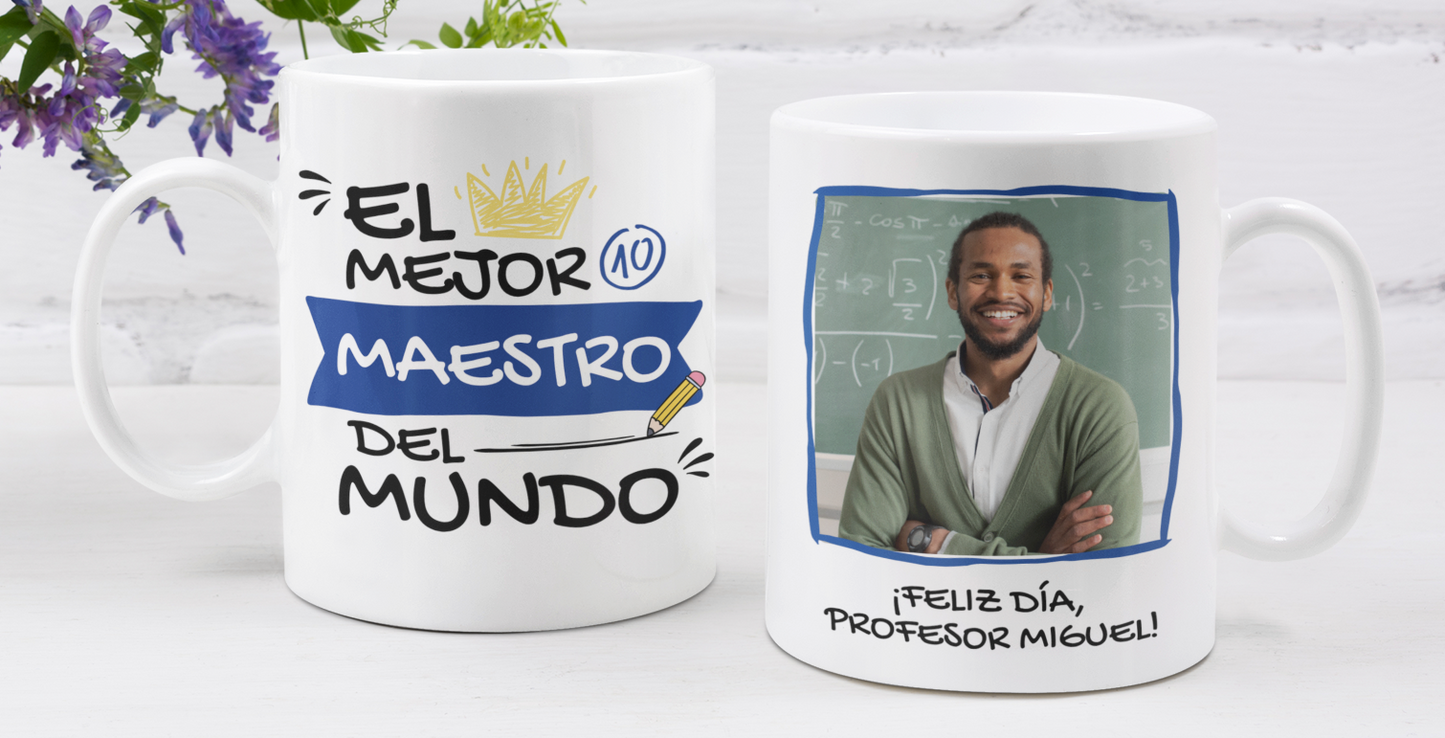 Taza Tu Profesor Favorito en tu taza Personalizada_Taza Blanca 11 oz-Tazas Día del Maestro -Taza Profesor
