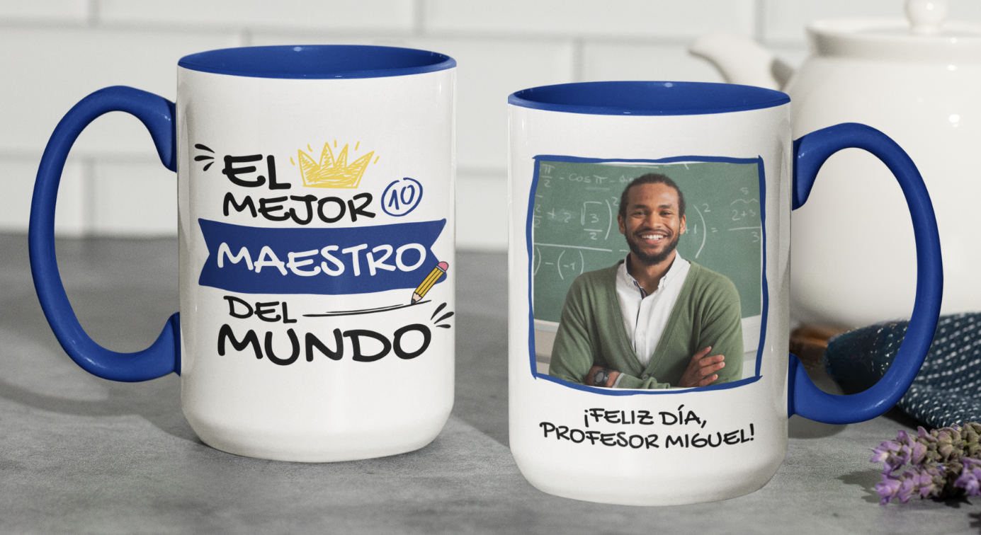 Taza Tu Profesor Favorito en tu taza Personalizada_-Taza Blanca y Negra 15 oz-Tazas Día del Maestro -Taza Profesor