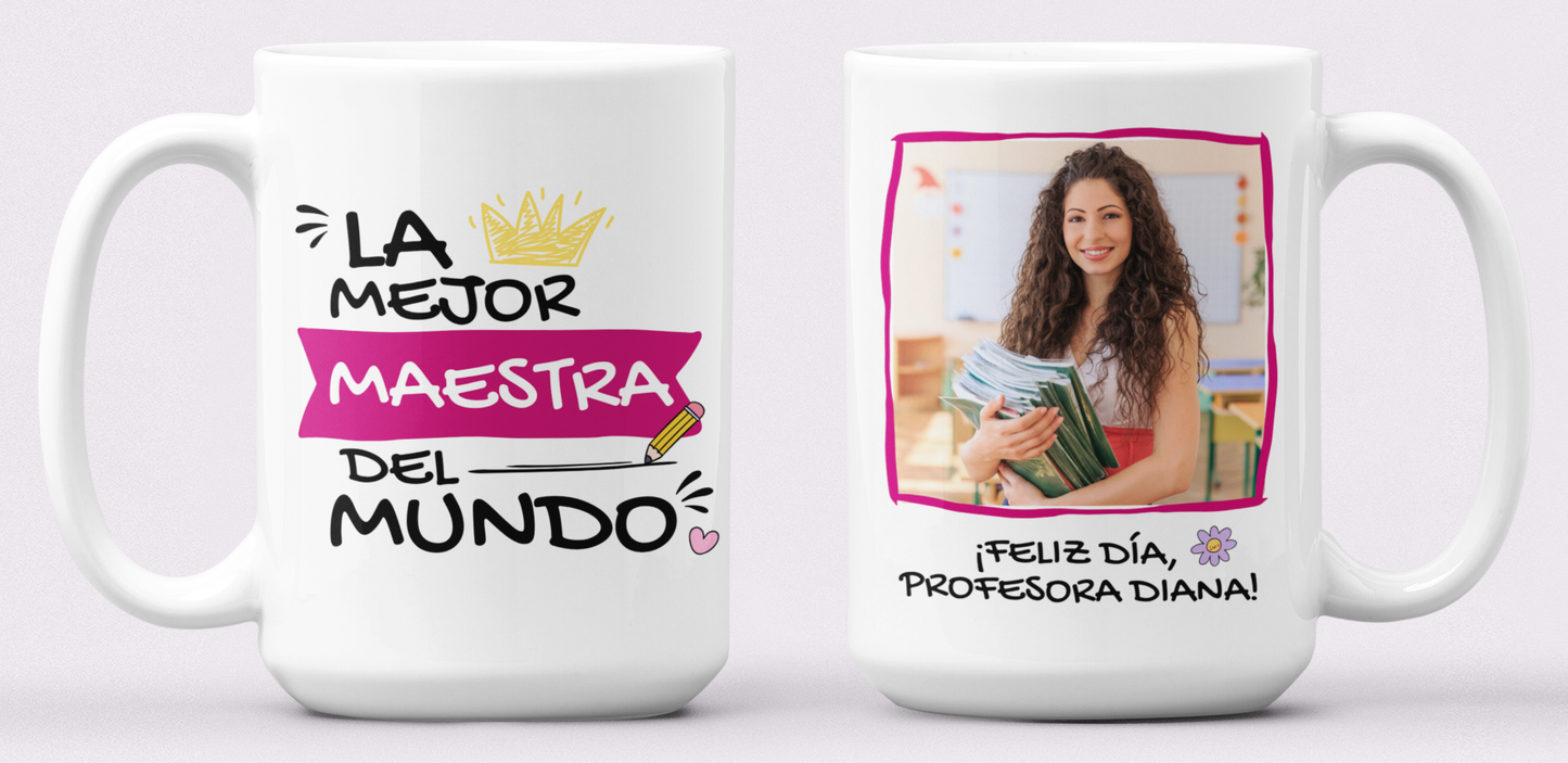 Taza Tu Profesora Favorita en tu taza Personalizada_-Taza Blanca 15 oz-Tazas Día del Maestro -Taza Profesor