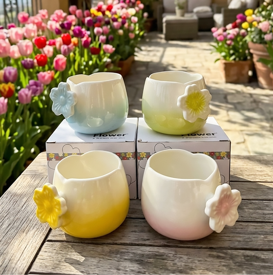 Taza Tulipán Degradado con Asa de Flor | Tazas para Ellas 