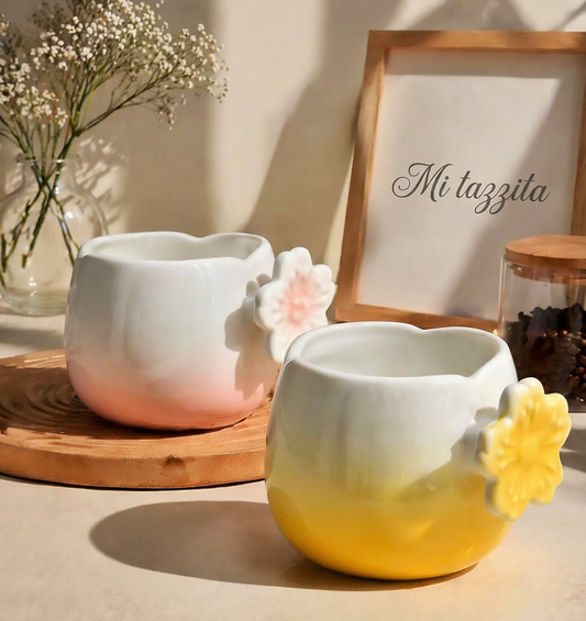 Taza Tulipán Degradado con Asa de Flor | Tazas para Ellas 