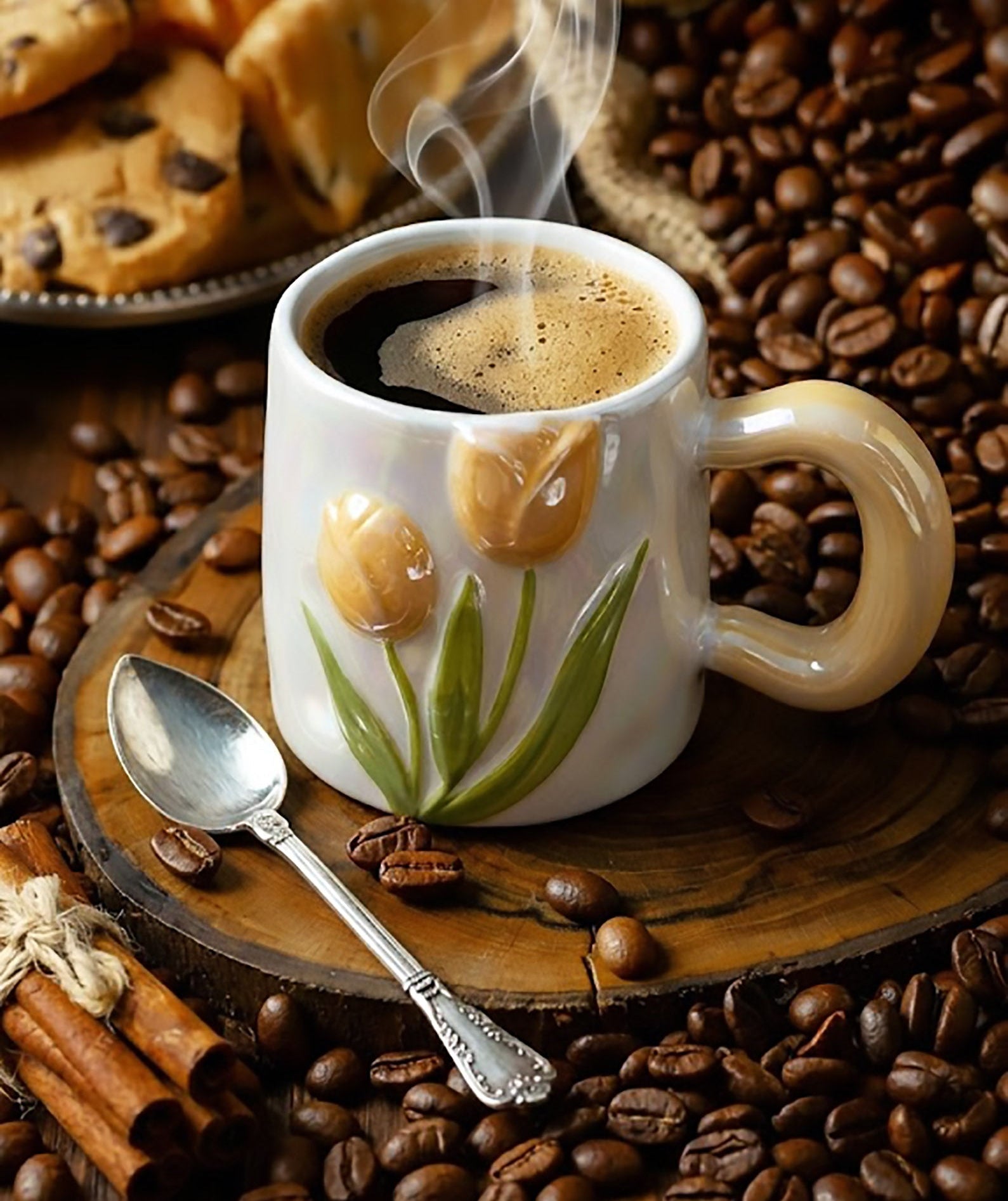 Taza Tulipanes Amarillo Perlado Brillante - Tazas para Ellas