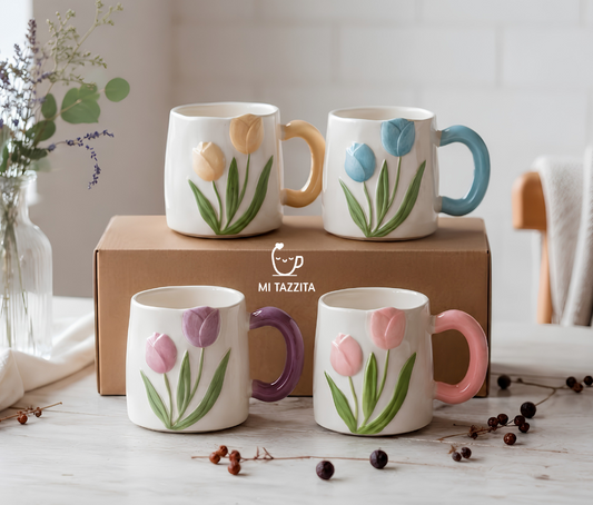 Taza Tulipanes Mate Elegante | Tazas para Ellas
