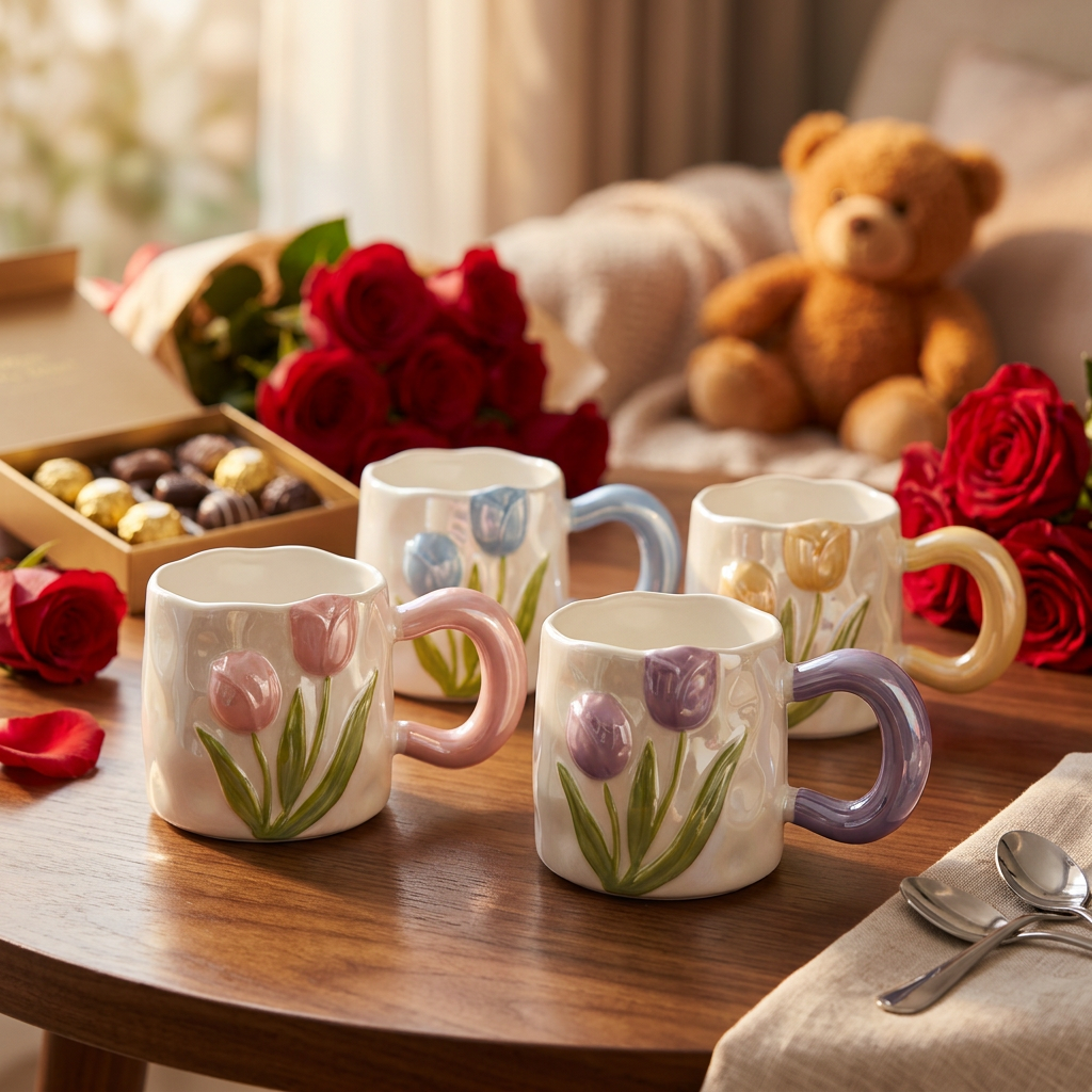 Taza Tulipanes Perlado Brillante - Tazas para Ellas