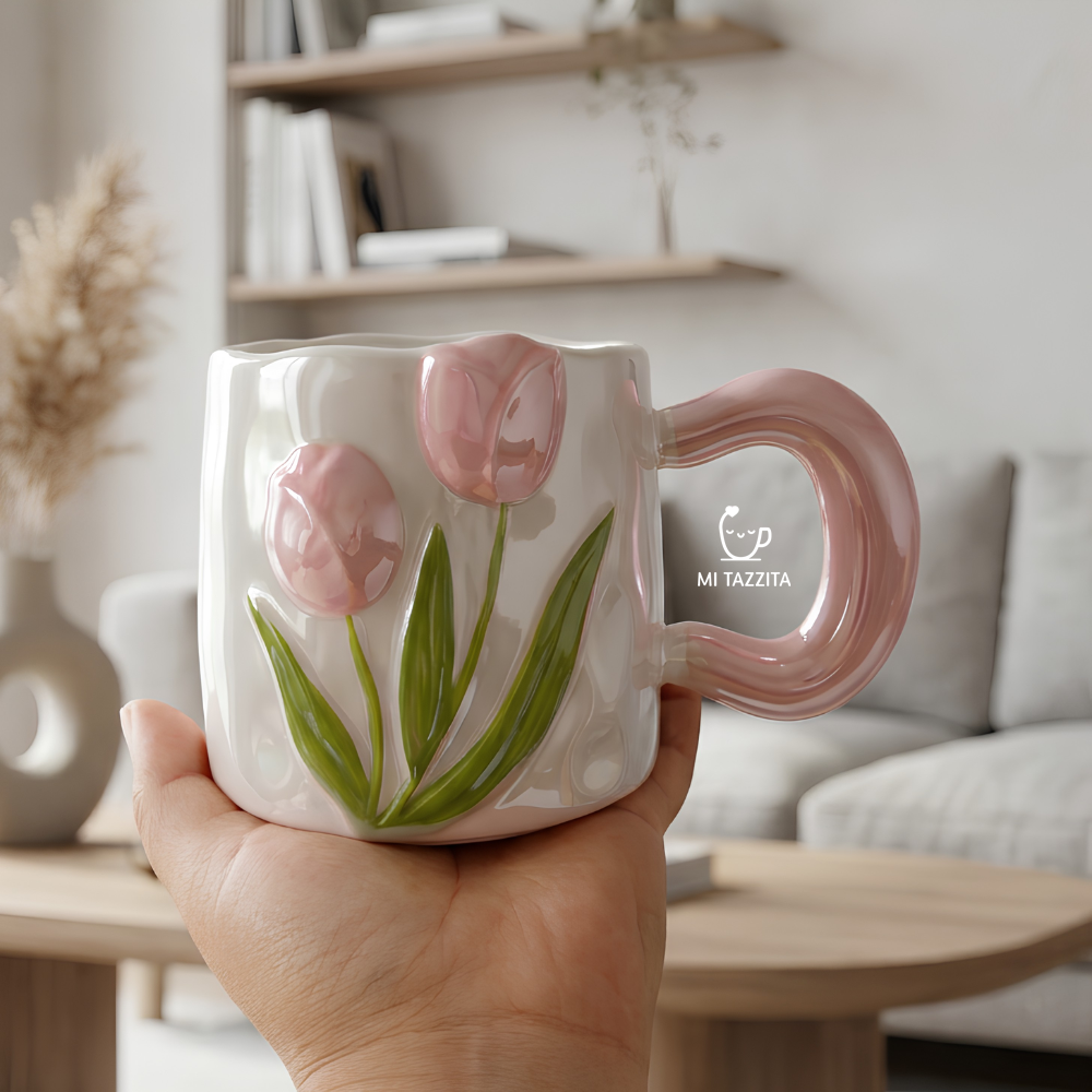 Taza Tulipanes Perlado Brillante | Tazas para Ellas