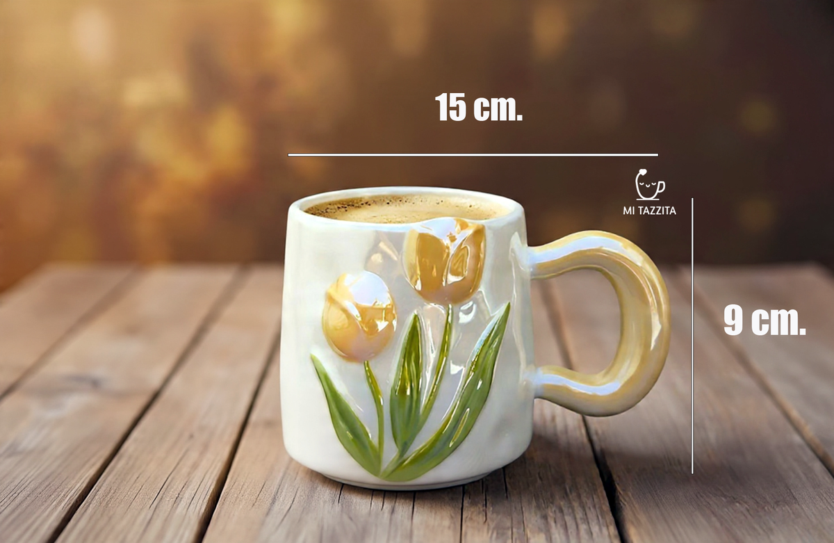 Taza Tulipanes Perlado Brillante | Tazas para Ellas