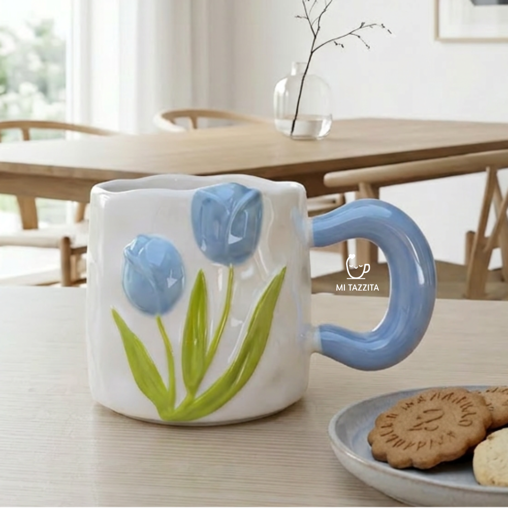 Taza Tulipanes Perlado Brillante | Tazas para Ellas