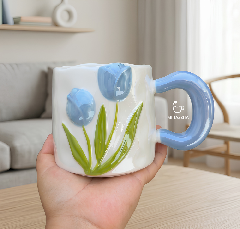 Taza Tulipanes Perlado Brillante | Tazas para Ellas