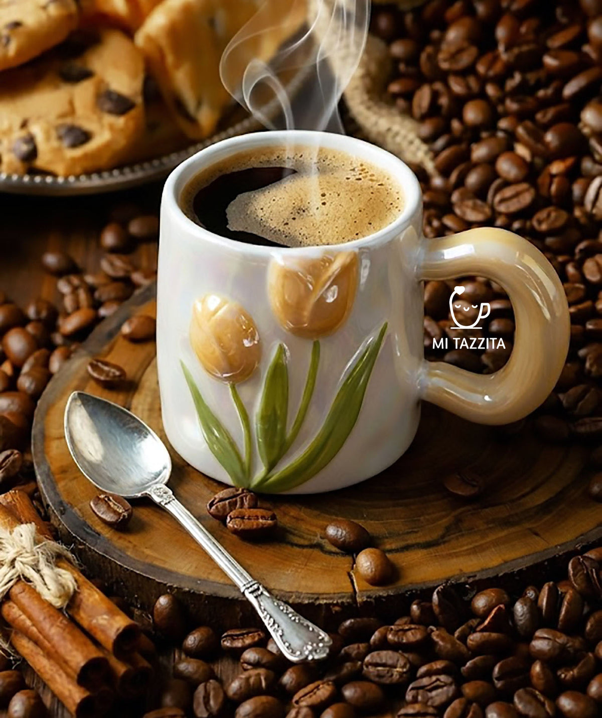 Taza Tulipanes Perlado Brillante | Tazas para Ellas