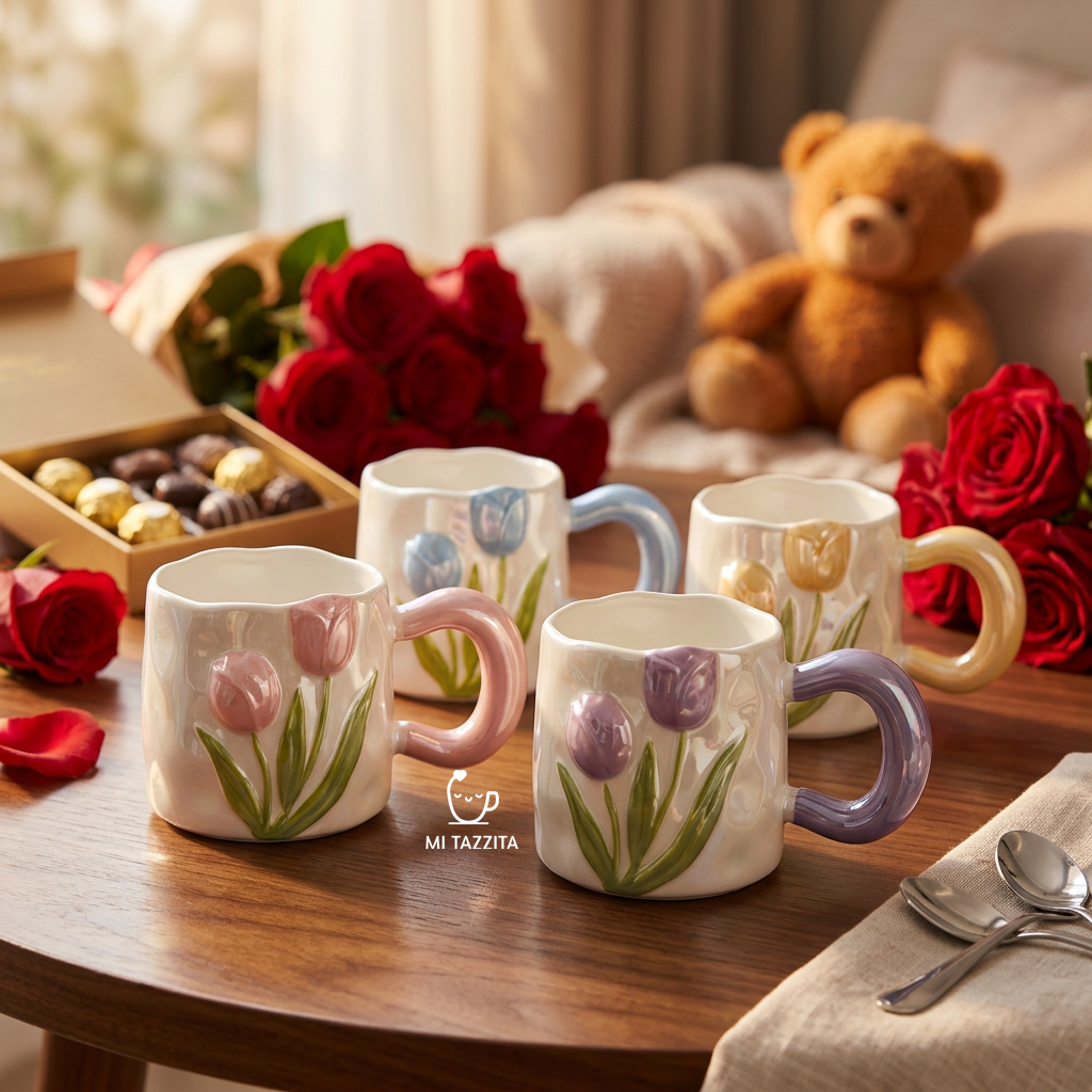 Taza Tulipanes Perlado Brillante | Tazas para Ellas