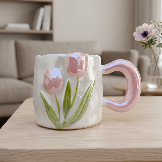 Taza Tulipanes Perlado Brillante | Tazas para Ellas2