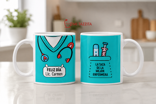 Taza Uniforme de Enfermera Personalizado con Nombre | Tazas Enfermera