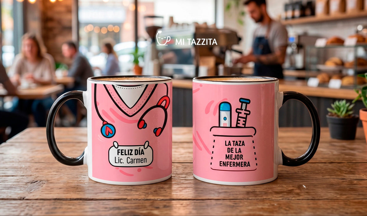 Taza Uniforme de Enfermera Rosado Personalizado con Nombre | Tazas Enf…