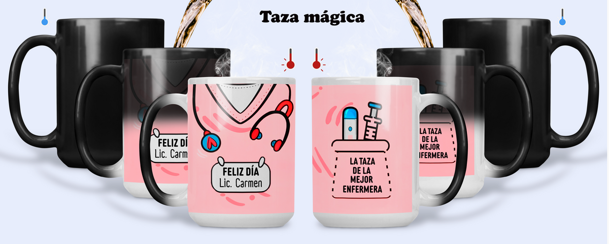 Taza Uniforme de Enfermera Rosado Personalizado con Nombre | Tazas Enf…