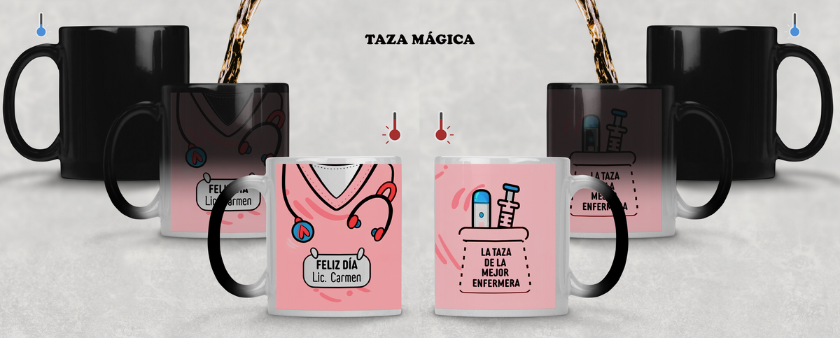 Taza Uniforme de Enfermera Rosado Personalizado con Nombre | Tazas Enf…