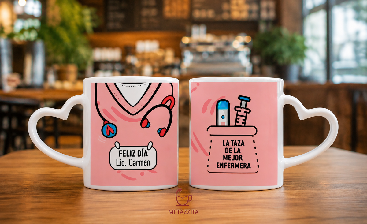 Taza Uniforme de Enfermera Rosado Personalizado con Nombre | Tazas Enf…
