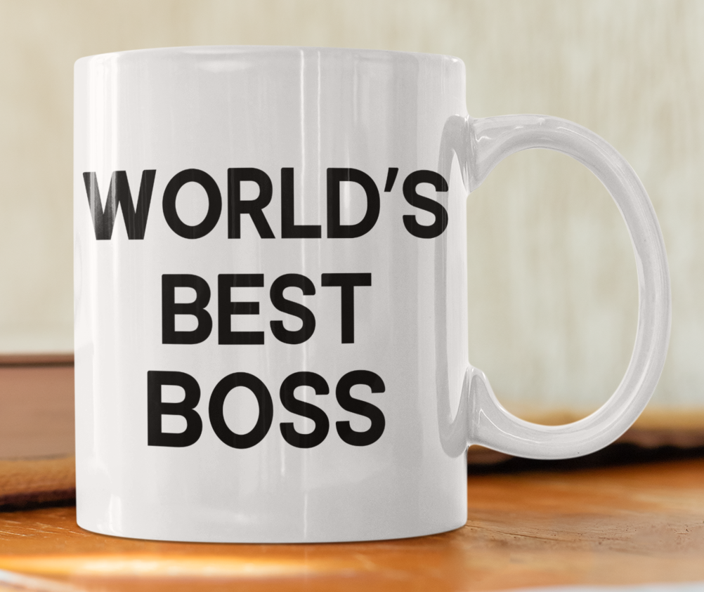 Taza World's Best Boss- Taza Blanca 11 oz - Taza de The Office- Tazas de series