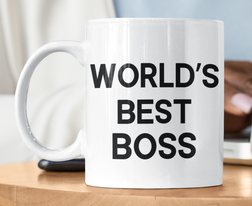 Taza World's Best Boss- Taza  Blanca 11 oz - Taza de The Office- Tazas de series