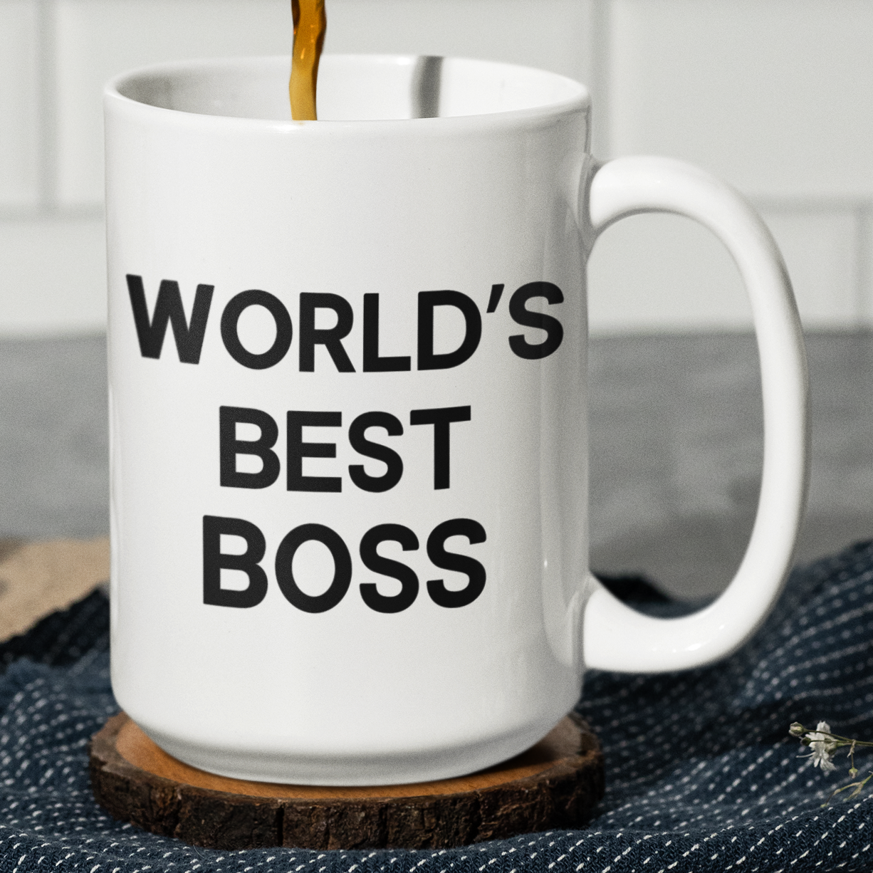 Taza World's Best Boss- Taza Blanca 15 oz - Taza de The Office- Tazas de series