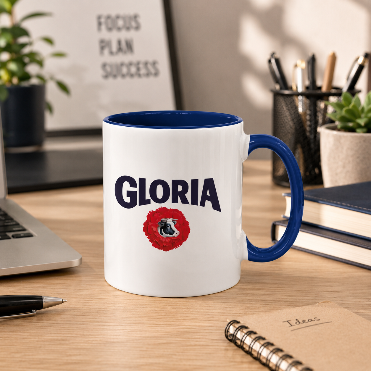 Taza con tu Logo | Tazas Personalizadas Corporativas | Taza Blanca y Azul de 11 oz