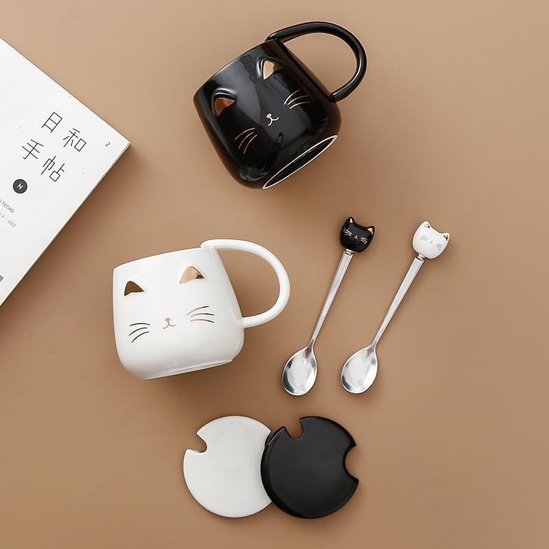 Taza de Tierno Gatito con Tapa y Cuchara - Taza de Gatos 