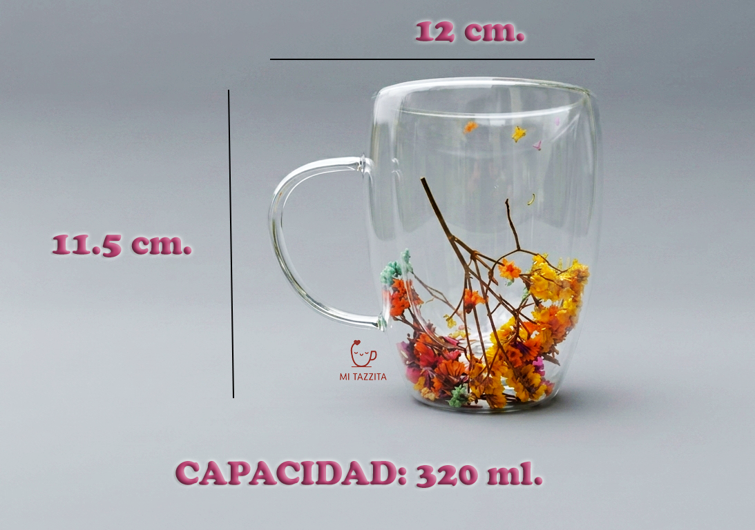 Taza de Vidrio Jardín Encantado – Colores Sorpresa 🌸| Tazas de Flores