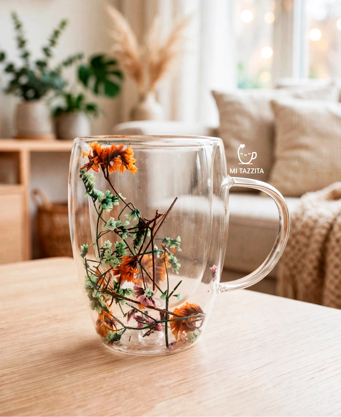 Taza de Vidrio Jardín Encantado – Colores Sorpresa 🌸| Tazas de Flores