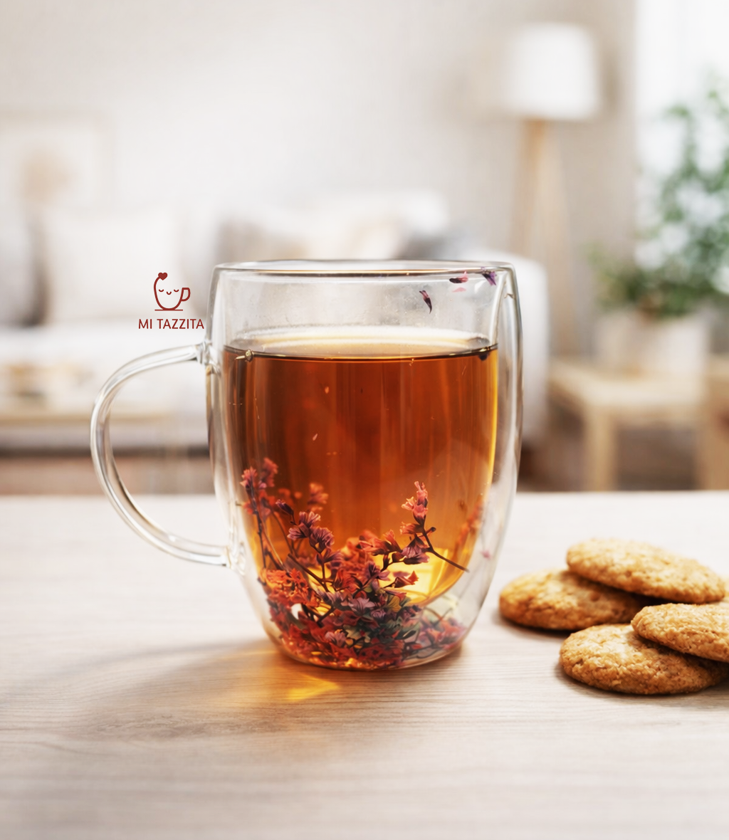 Taza de Vidrio Jardín Encantado – Colores Sorpresa 🌸| Tazas de Flores