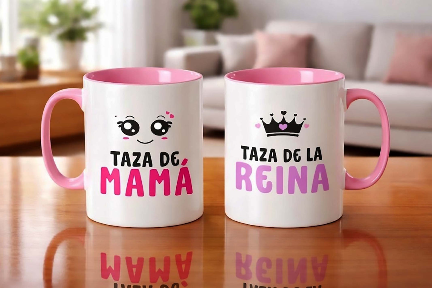 Taza de la Reina, Taza de Mamá | Tazas Día de la Madre - Tazas para Mamá - Blanca y Rosada de 11 oz