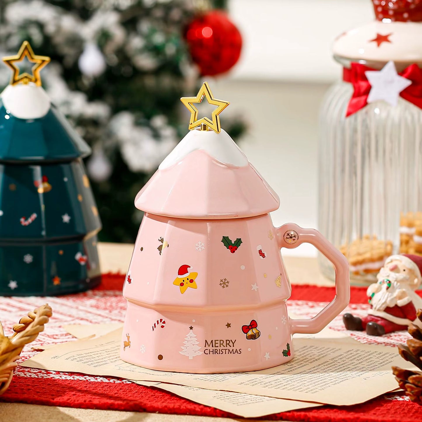 Taza Árbol de Navidad Rosado - Tazas Navideñas