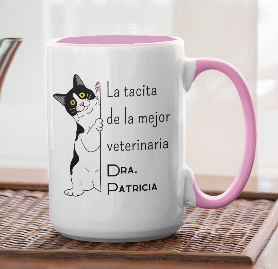 Taza La Tacita de la Mejor Veterinaria con tu Nombre - Taza Personalizada para Veterinario