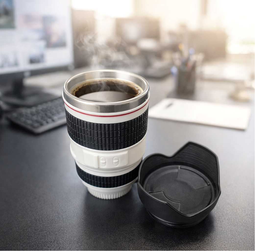 Termo/Taza Lente de Cámara Blanco | Tazas para Fotógrafos