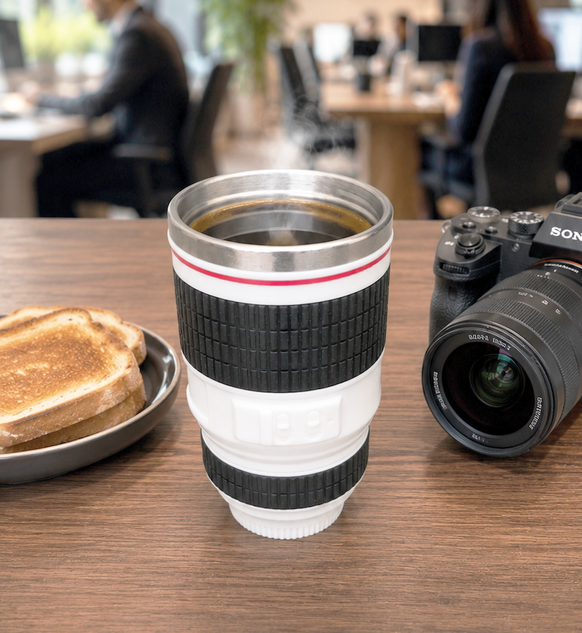 Termo/Taza Lente de Cámara Blanco | Tazas para Fotógrafos