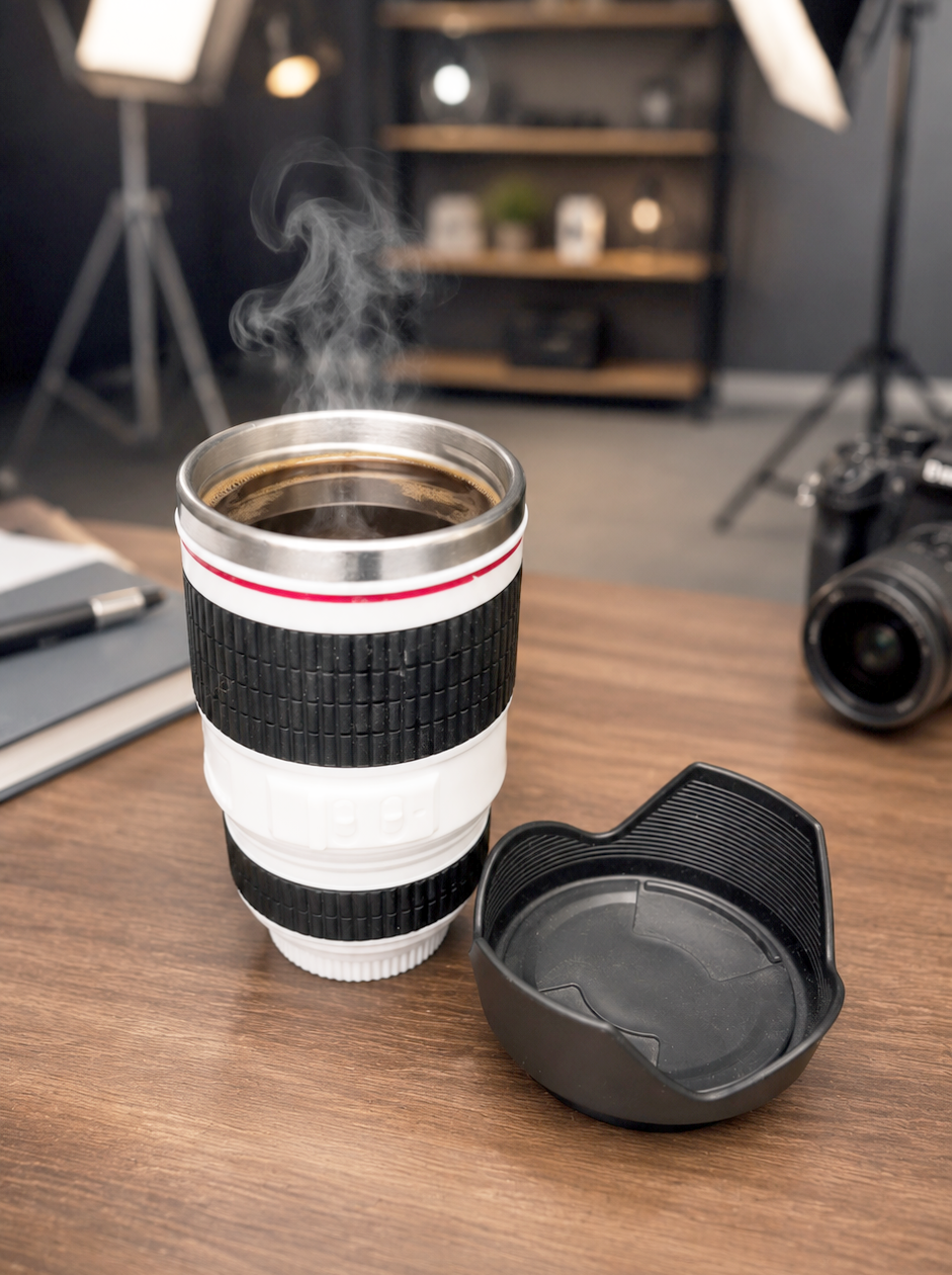Termo/Taza Lente de Cámara Blanco | Tazas para Fotógrafos