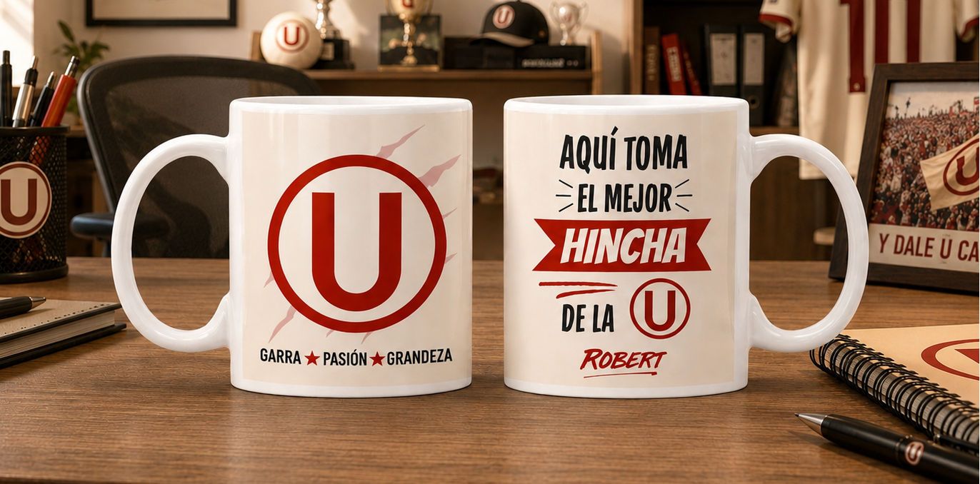 Tu Nombre como el Mejor Hincha de la U Personalizado | Tazas Universitario de Deportes | Taza Blanca de 11 oz