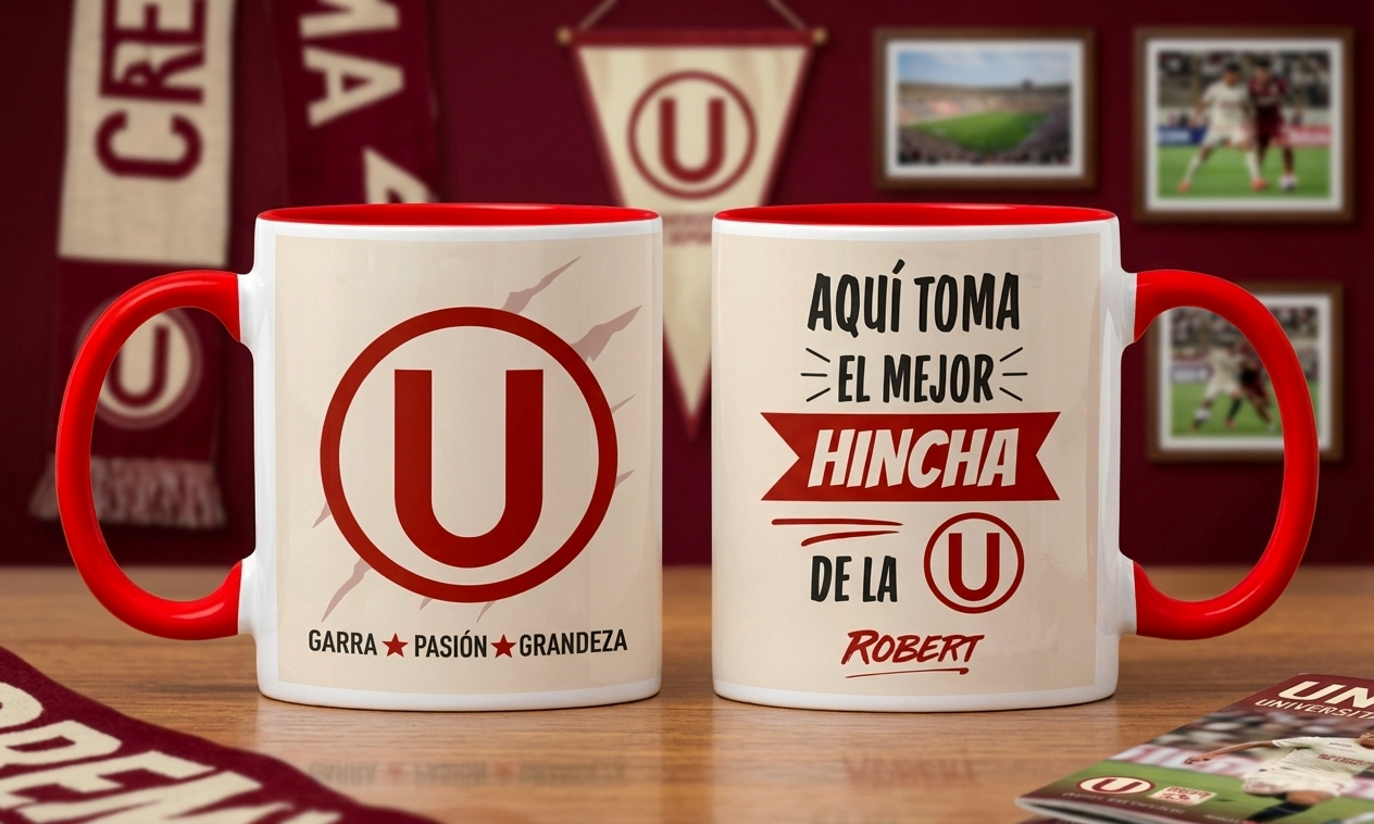 Tu Nombre como el Mejor Hincha de la U Personalizado | Tazas Universitario de Deportes | Taza Blanca y Roja de 11 oz