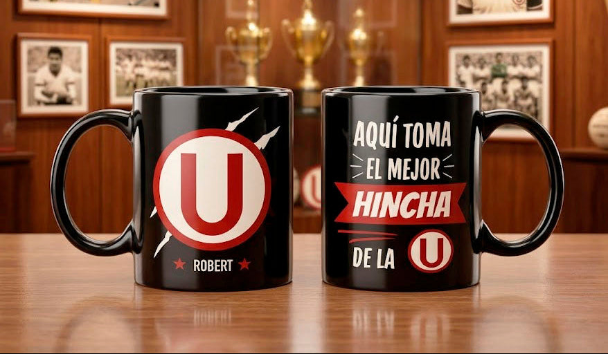 Tu Nombre como el Mejor Hincha de la U Personalizado | Tazas Universitario de Deportes | Taza Negra de 11 oz