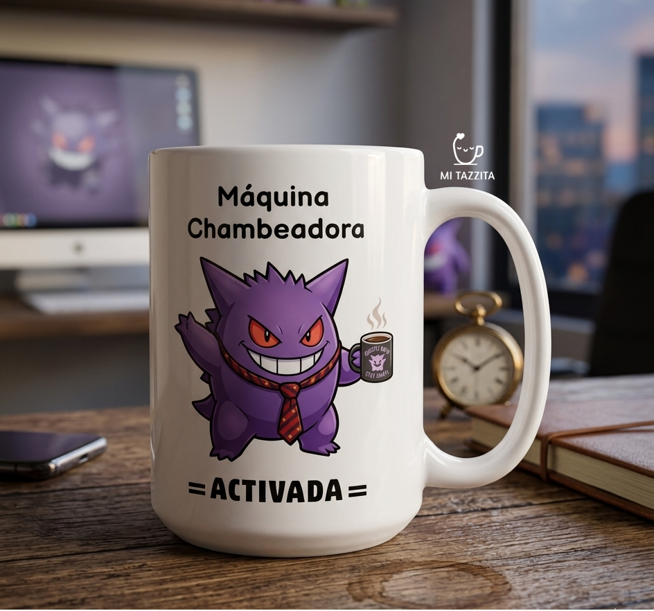 Taza Gengar Chambeador | Tazas Pokémon / Taza Blanca de 15 oz. 