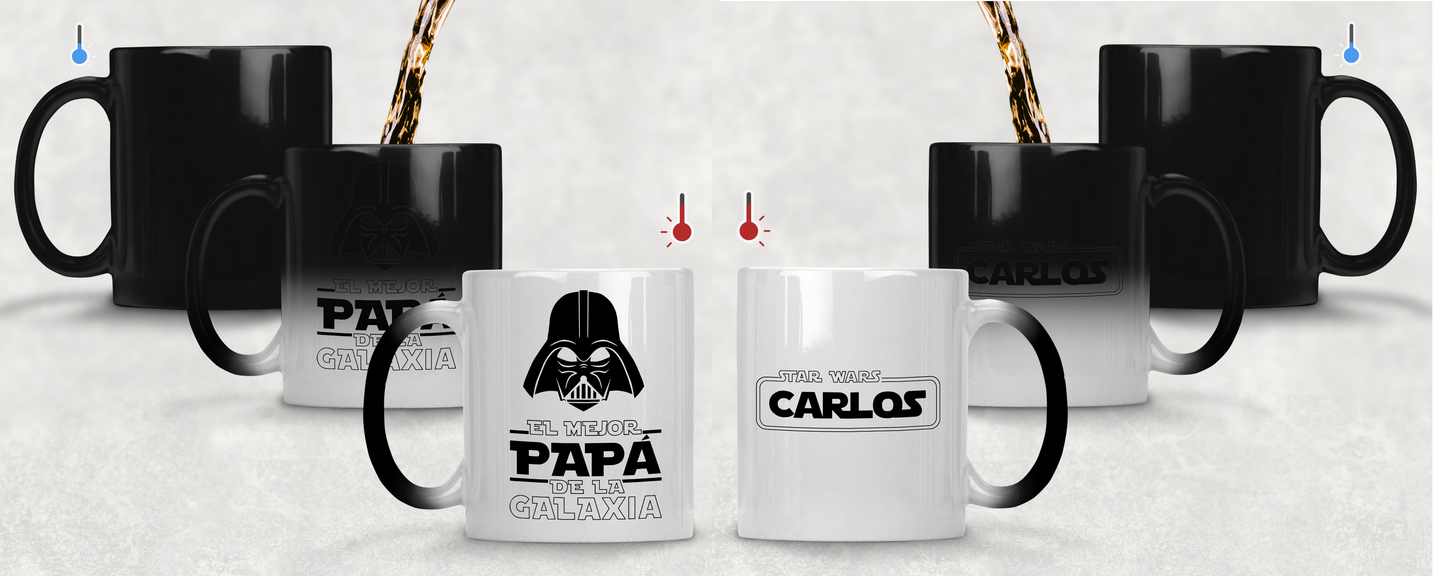 Taza El Mejor Papá de la Galaxia Personalizado con Nombre | Tazas para Papá | Taza Mágica de 11 oz