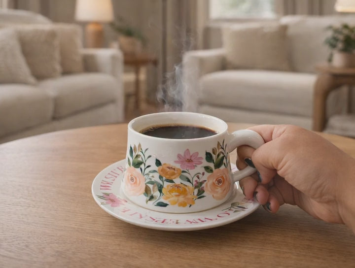 Taza con Diseño Floral Cálido - Tazas para Ellas